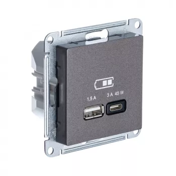 ATLASDESIGN USB РОЗЕТКА A + тип-C 45W высокоскор.заряд. QC, PD, механизм, МОККО