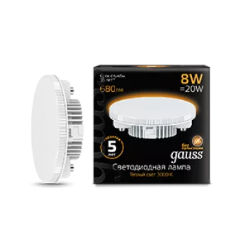 Лампа Gauss Black GX53 8W 680lm 3000K LED 220V