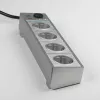 Werkel серебряный/серебряный рифленый Розеточный блок 4-х местный + 3 USB