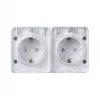 Блок из двойной розетки с заземлением с защитными шторками Schneider Electric Atlas Design Profi54, на винтах, белый