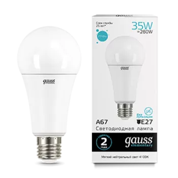 Лампа Gauss Elementary A67 35W 2740lm 4100K E27 LED 220V