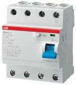 Устройство защитного отключения (УЗО) ABB F200, 4 полюса, 63A, 30 mA, тип A, электро-механическое, ширина 4 DIN-модуля