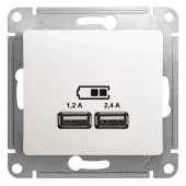 Розетка usb для зарядки Schneider Electric Glossa, с разъёмами тип А + тип С, на винтах, перламутр