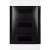 Пластиковый щиток на 36 модулей (3х12) Legrand Practibox S для встраиваемого монтажа в твёрдые стены, цвет двери дымчатый