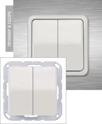 Выключатель двухклавишный проходной Jung CD, на клеммах, ip44, светло-серый