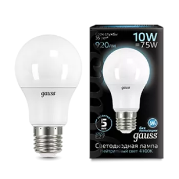 Лампа Gauss Black A60 10W 920lm 4100K E27 LED 220V