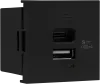Розетка USB для зарядки двойная тип A + тип C 4200mA , 2 модуля 45х45 мм., Donel DUSB, чёрный матовый