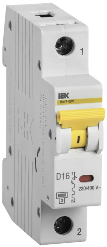 Автоматический выключатель IEK ВА47-60M 1P D 16А 6кА