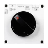 Выключатель накладной, поворотный, 16А, 250В, серый, IP66, Donel
