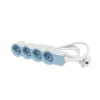 L694554 Удлинитель Стандарт 4x2К+З, с кабелем 1,5м, бело-голубой