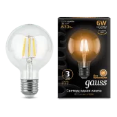 Лампа Gauss Black Filament G95 6W 630lm 2700К Е27 LED 220V