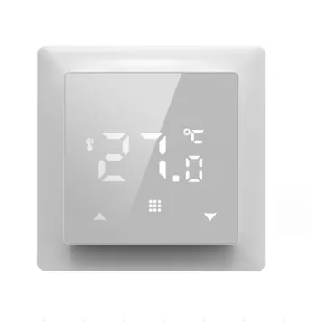 Термостат с датчиком пола, программируемый с Wi-Fi , 16 A, 55*55 мм., белое стекло
