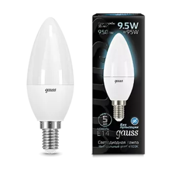 Лампа Gauss Black Свеча 9.5W 950lm 4100К E14 LED 220V