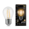 Лампа Gauss Black Filament Шар 7W 550lm 2700К Е27 LED 220V